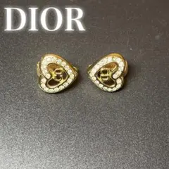 美品◎Dior クリスチャン イヤリング ハート ラインストーン ゴールドのサムネイル