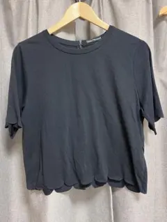 Urban Research スカラップ 半袖カットソー ブラック