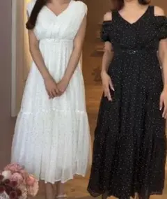 Tiered Polka-Dot Long Dress