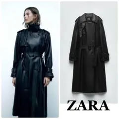 zara フェイクレザー ロング トレンチコート