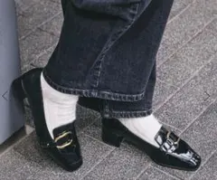 moussy スクエアトゥローファー ヒール パンプス 黒 ブラック S - メルカリ