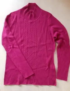 沙由梨　レディース　セーター　レッド　Mサイズ　毛100%　ミセス　レッド