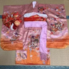 七五三用着物セット ピンクオレンジ