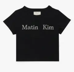 韓国風 ロゴTシャツ ブラック クロップド丈 Matin Kim風デザイン