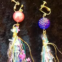 片耳タッセルイヤリング「ベネチアの夕暮れ」①夕焼けピンク②夕暮れブルー