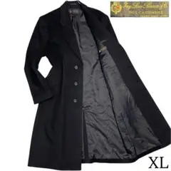 【ロロピアーナ×カシミヤ100%】未使用級 マキシ丈比翼チェスターコート 黒XL