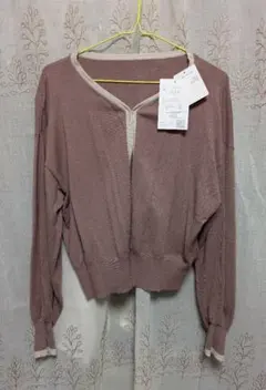 ピンク 長袖カーディガン 4L