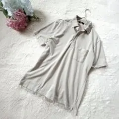 【COMME CA ISM】 半袖ポロシャツ M ベージュ ゴルフ 胸ポケットのサムネイル