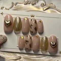 NO.63 ゴールド 金 ハート ガーリー 韓国 ネイルチップ