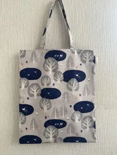 北欧風 自然と動物柄のぺたんこトートバッグ＆ミニ巾着✤ハンドメイド