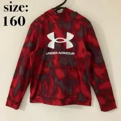 UNDER ARMOUR プルオーバーパーカー レッド カモ柄 迷彩 ビッグロゴ