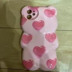 クマ型ピンクハートiPhone11ケース