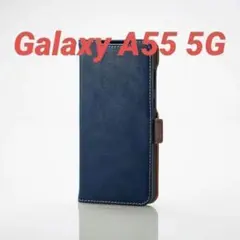 Galaxy A55 5G 用 ステッチ ソフトレザーケース ネイビー