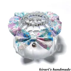 No.141 猫の首輪(スイートフラワー・ブルー)サイズ調整可能