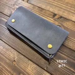 トラッカーウォレット　長財布　二層構造　栃木レザー床革