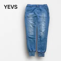 Y7110＊イーブス デニムジョガーパンツ 美シルエット インディゴ カジュアル