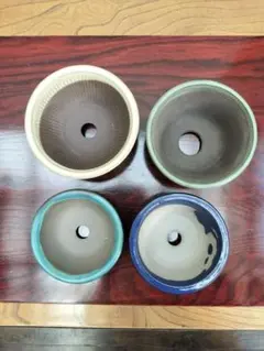 陶器製丸形盆栽用鉢 4個セット