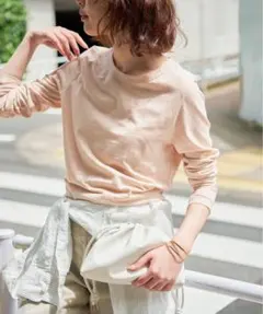 スローブイエナ　IENAシアー天竺クルーネックロンTEEロングTシャツ