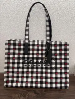 COACH トートバッグ ギンガムチェック チェリー柄 - メルカリ