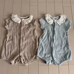 西松屋 レース付き襟ロンパース 70cm 2色セット