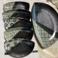 黒青デザインの和皿