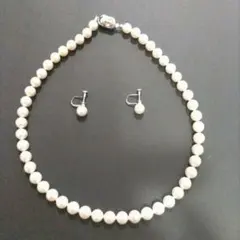 新品真珠 ネックレス イヤリング セット花珠7,5〜8㍉珠ケース付き保証書等無し