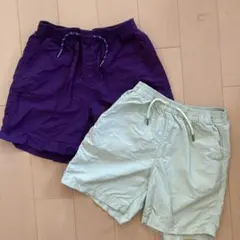 ハーフパンツ 2枚セット 紫 薄緑