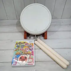 【中古・動作確認済】wiiソフト「太鼓の達人 Wii 超ごうか版」 、太鼓、バチ