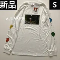 ホラー映画 IT THE MOVIEペニーワイズ ロンT 長袖 ムービーT 白S
