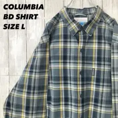 Columbia コロンビア チェックシャツ L BDシャツ 刺繍ロゴ 古着