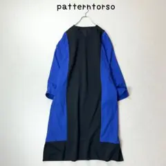 patterntorso 異素材切り替え　ワンピース　ブルー