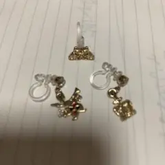 金色チャームイヤリング3点セット