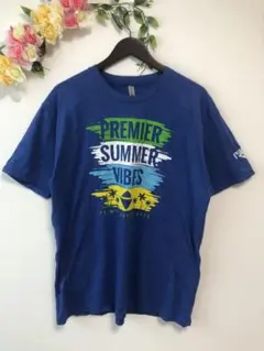 USA古着　夏　海　プリントTシャツ　サーファー　ブルー　XL