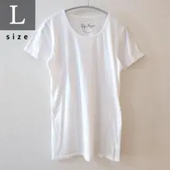 【フォロー割5%オフ‼️】Tシャツ　半袖　夏　白　無地　薄手　丸首　インナー　Ｌ