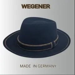 美品 WEGENER ドイツ製ウールフェルトハット 中折れ帽子 ブラックM 
