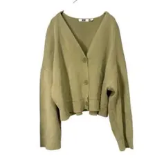 UNIQLO U ミラノリブVネックカーディガン（L）うぐいす色 ゆったり上品