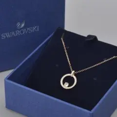 美品 スワロフスキー サークル ネックレス 箱付き リング ピンクゴールド