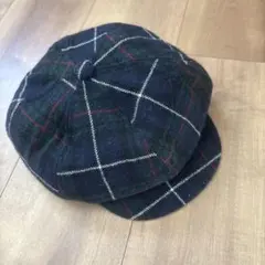 ネイビー チェック柄 キャスケット ベレー帽 54cm キッズ　帽子