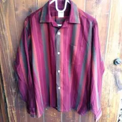 パ*＊様 【美品】60s VAN HEUSEN オープンカラーシャツ ストライプ