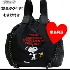 【新品】スヌーピー 2WAY ナイロン 刺繍 巾着 ドローストリングバッグ 黒