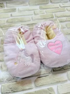 ユニコーン 刺繍 スリッパ 21cm ピンク ふわもこ あったか 新品