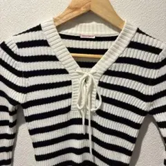 DRESSTERIOR ストライプ Vネック セーター