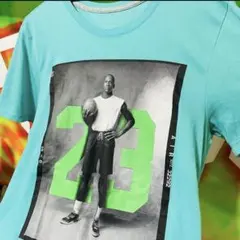Nike ジョーダン バスケ 写真プリント ブルー Tシャツ ドライフィット