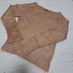 【COMME CA DU MODE】モヘアニット 　赤茶色　ボートネック　M