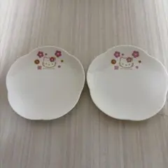 ハローキティ 花型皿 2枚セット 花びら 陶器 小皿
