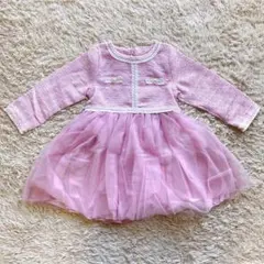 100cm　入学式卒園式　フォーマルワンピース　ピンク　ツイード　女の子新品