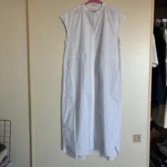 ストライプ ノースリーブ シャツワンピース Lサイズ