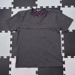 CHAPS ラルフローレン Tシャツ M グレー チェック切替 半袖 ロゴ刺繍のサムネイル
