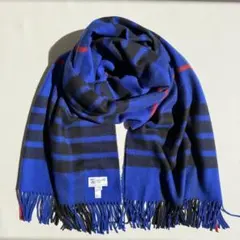 美品　ジョンストンズ　大判　ストール　マフラー　カシミヤ　青　チェック