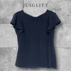 【 美品 】JUSGLITTY ジャスグリッティー Vネック ブラウス ネイビーのサムネイル
